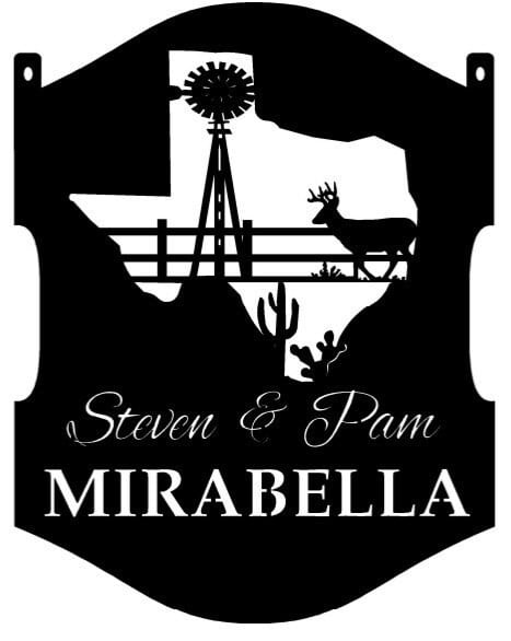 TEXAS Longhorn / Deer Cactus METAL SIGN with your name