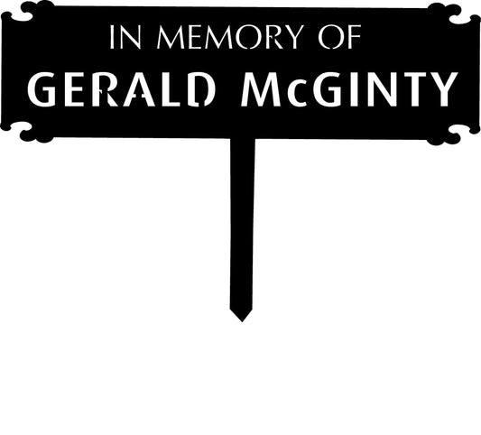 Custom metal memorial sign, in memory sign, grave marker sign, tree marker