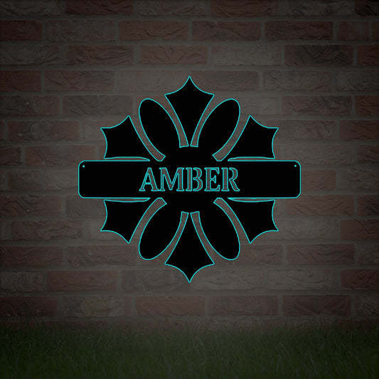 Personalized mid, century metal door sign, modern address sign, vintage style door sign, home art wall decor, mailbox sign, LED lighted sign