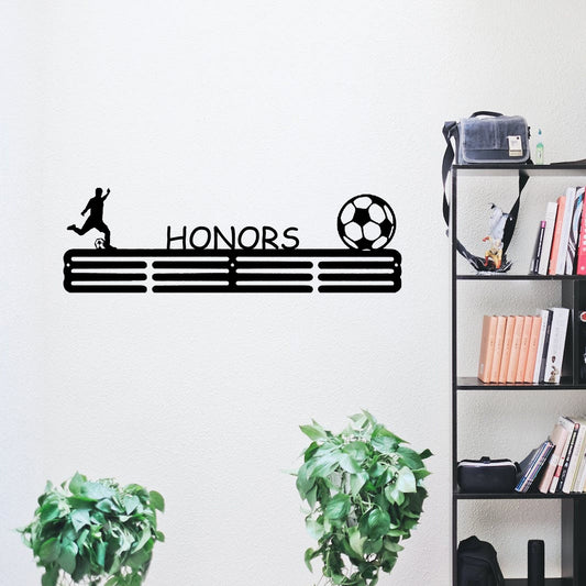 Custom soccer medal pendant, personalized custom name medal wall, metal hook for wall of honor, LED metal medal pendant, soccer gift