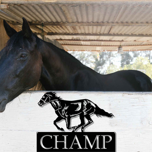 Personalized Horse Barn Sign,Custom Metal Stable Sign,Wall Hangings,Farmhouse Decor,Home Office Decor,Farmer's Gift,Dad's Gift,LED Wall Sign