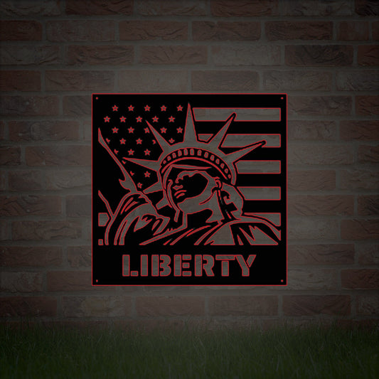 Custom American Flag Workshop Sign | Metal Shop Sign | Dad Shop | Christmas | Garage Sign | USA | Freedom|Lady Liberty|LED Sign