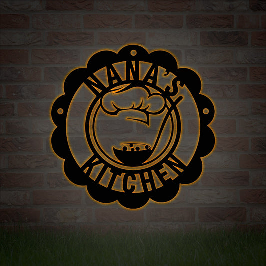 Custom Metal Sign for Kitchen, Nana's Kitchen Metal Sign, Personalized Nana Mothers Day Gift, Custom Kitchen Sign Wall Decor,LED Sign