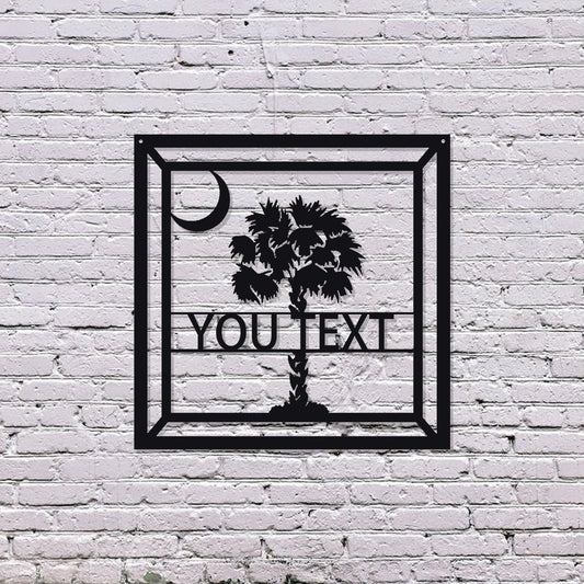 custom palm tree metal sign/personalized tropical patio or pool sign/outdoor metal sign/ornament/front door home sign/beach house/led sign