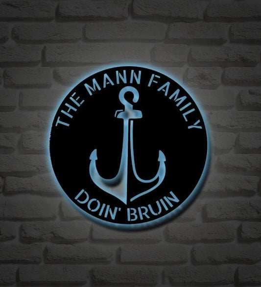 Vintage metal surname signs, personalized anchor signs, surname signs on porches, anchor signs metal, LED signs, custom metal signs