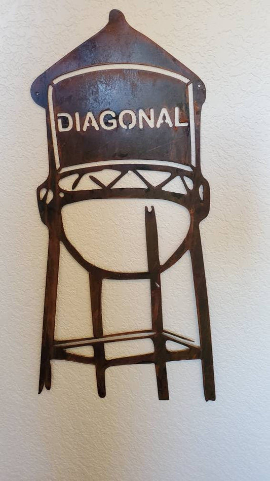 Custom Town Name Water Tower, Metal Wall Art, Hometown Water Tower, Personalized, Metal Sign, Metal Art, Entryway, Housewarming Gift