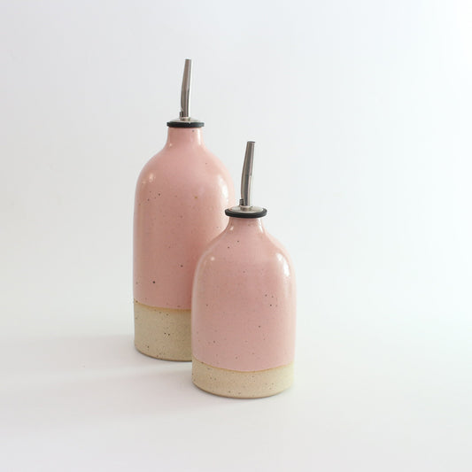 Handmade Pink Ceramic Oil Pourer in Small or Large