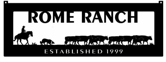 Custom metal Cattle Drive wall art or Metal Driveway topper