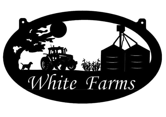 FARM SIGN, grain bin sign ,3ft farm sign Grain Bin TRACTOR corn stalks