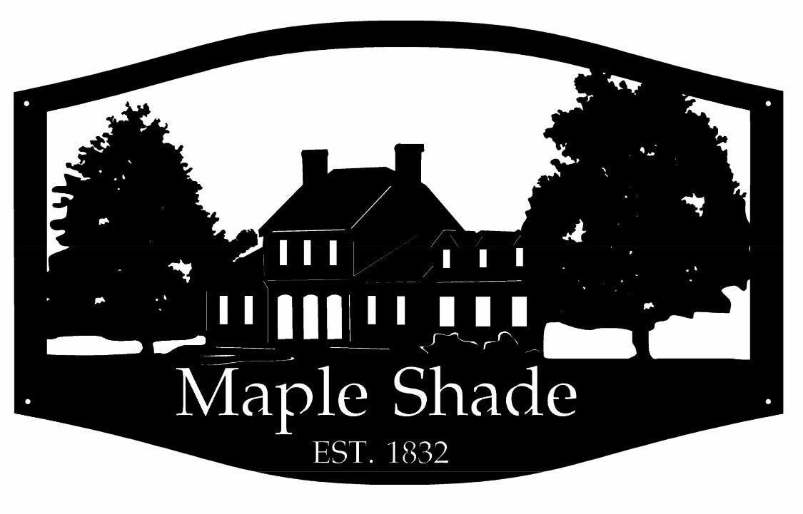 Custom Metal HOUSE sign with house and trees