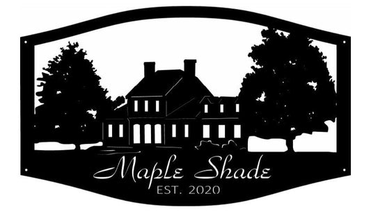 Custom Metal HOUSE sign with house and trees
