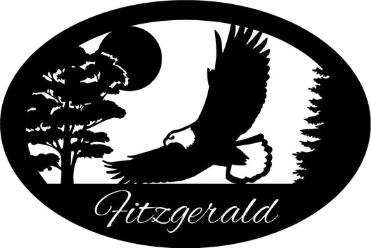 Eagle Sign, Custom Metal Sign With Swooping Eagle In The Nature Scene