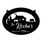 Personalized, metal SIGN with CABIN and DEER or Elk or bear or moose or doe-fawn