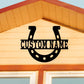 Personalized Horseshoe Print Metal Sign, Custom Horse Farm Metal Sign, Custom Metal Horse Name, Horse Owner Gift, Gift For Dad