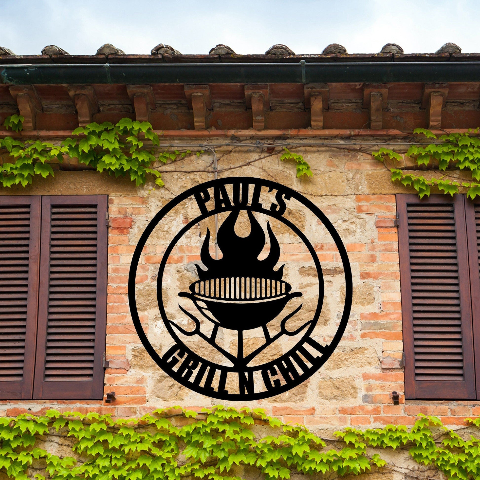 Customized BBQ Grill And Fork Metal Sign, Metal Wall Art, Metal Decor, Outdoor Door Hanging, Home Decor, Gifts For Friends, Housewarming