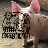 Personalized Pig Farmhouse Metal Wall Sign, Personalized Pig Farm Name Sign, Personalized Pig Metal Sign, Bbq Pig Metal Sign