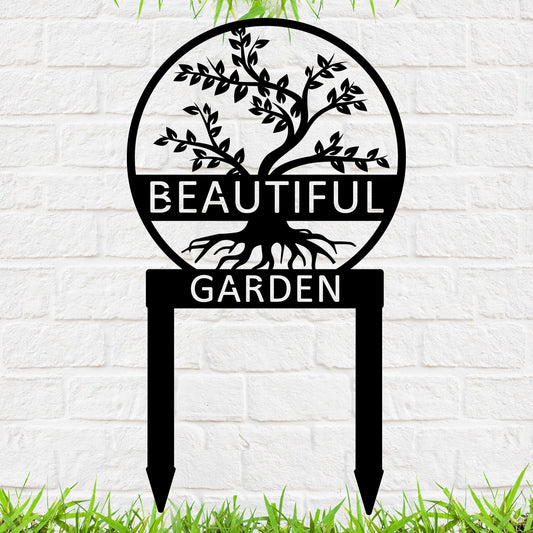 Customizable Metal Potted Garden Art, Outdoor Yard Decor, Garden Tag, Garden Stake, Flower Bed Sign, Garden Gift, Housewarming Gift