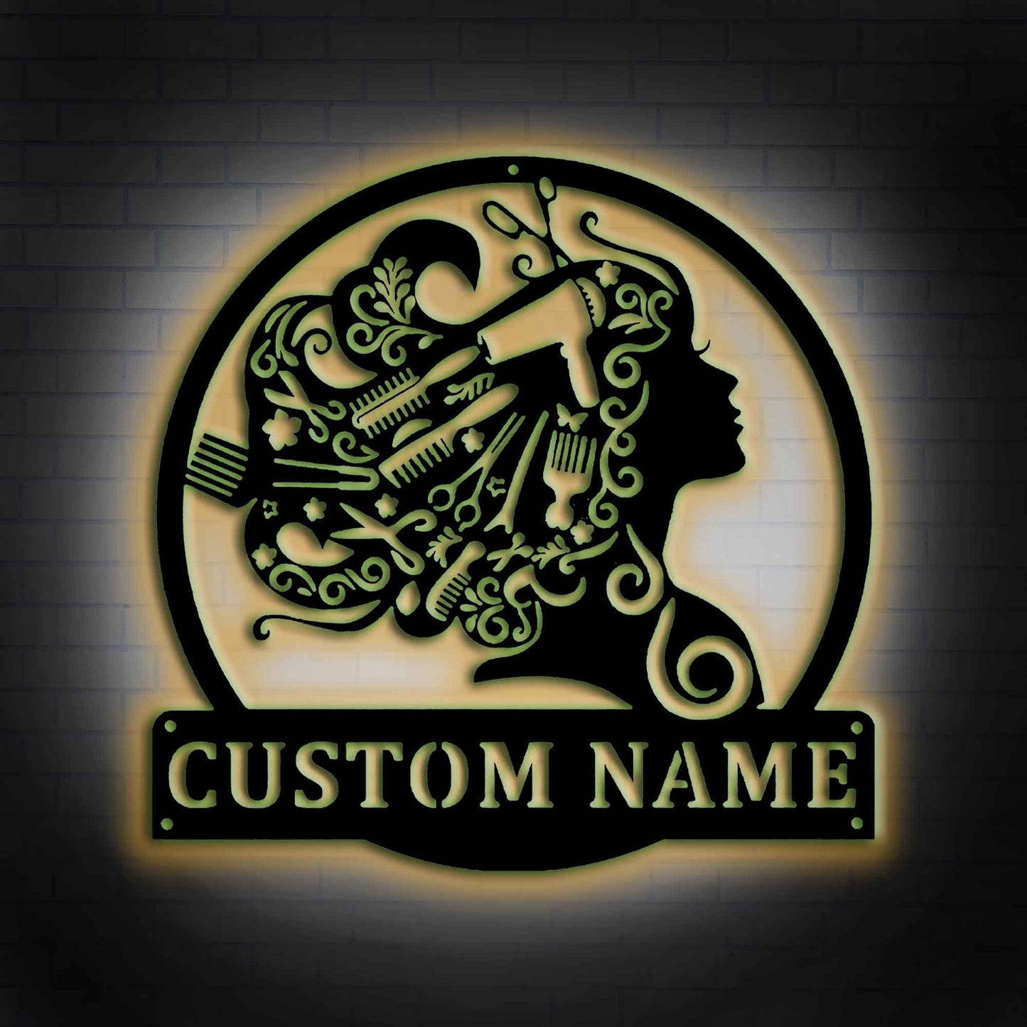 Custom Gril Barber Shop Sign, Personalized Barber Sign, Hairdresser Barber Decor, Gift For Barber Salon