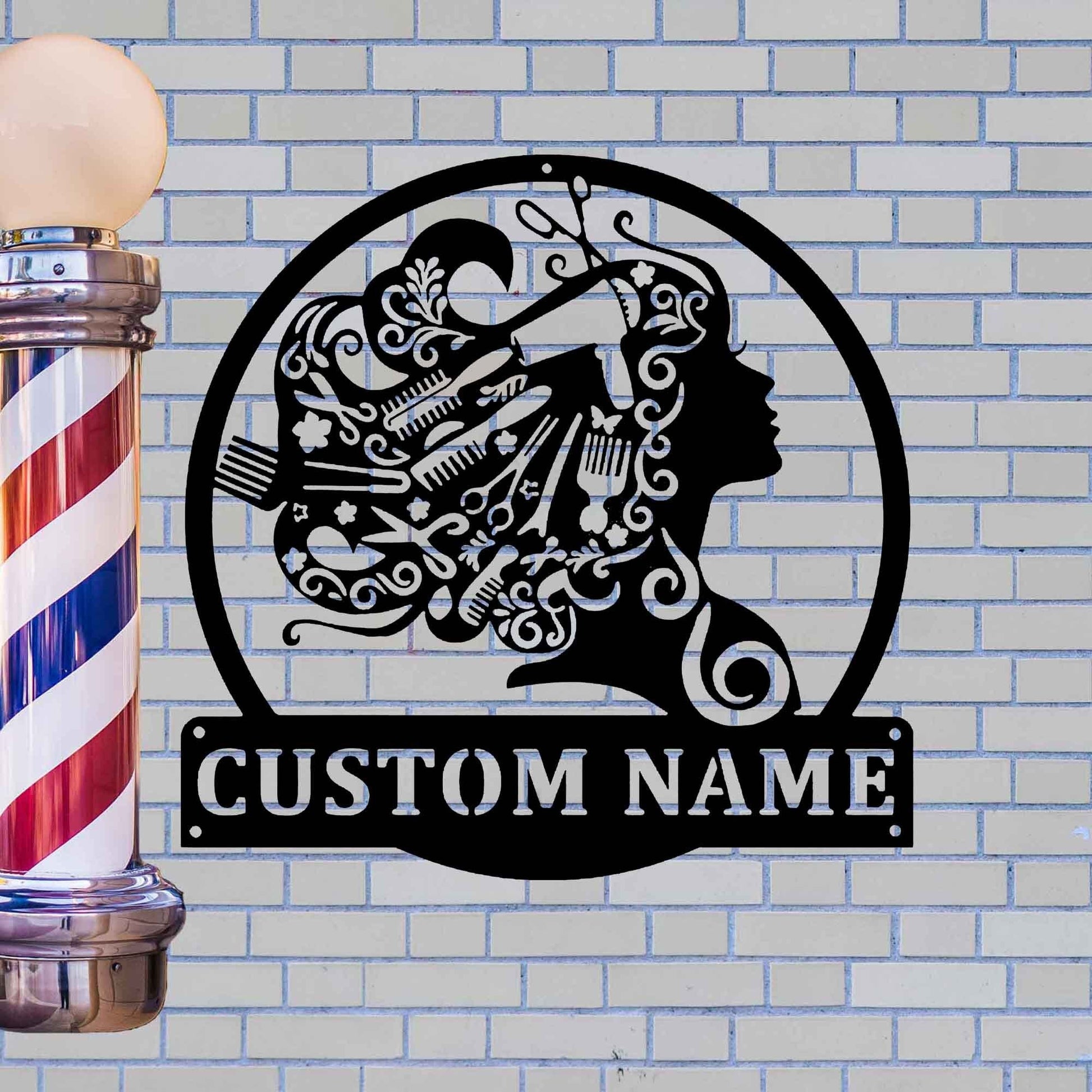 Custom Gril Barber Shop Sign, Personalized Barber Sign, Hairdresser Barber Decor, Gift For Barber Salon