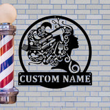 Custom Gril Barber Shop Sign, Personalized Barber Sign, Hairdresser Barber Decor, Gift For Barber Salon