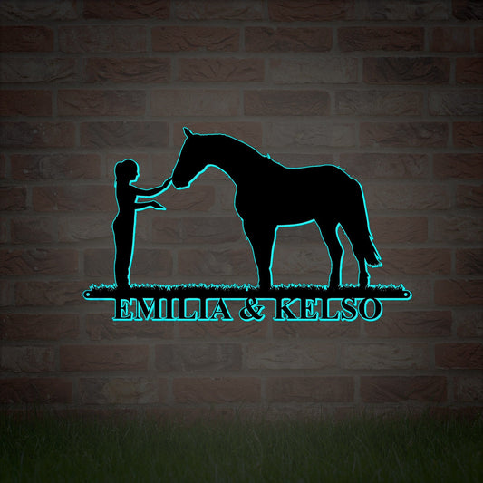 Personalized handmade custom horse farm signs, vintage horse pattern signs, horse friends gifts, horse racing souvenirs, LED Light