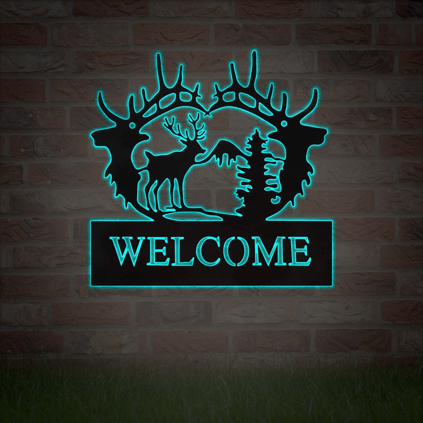 PersonalizedDeer Head Sign, custom Deer Antler Decor, Deer Hunter Gift, Christmas Gift For Him, Deer Name Metal Sign, Fathers Day Gift, LED sign