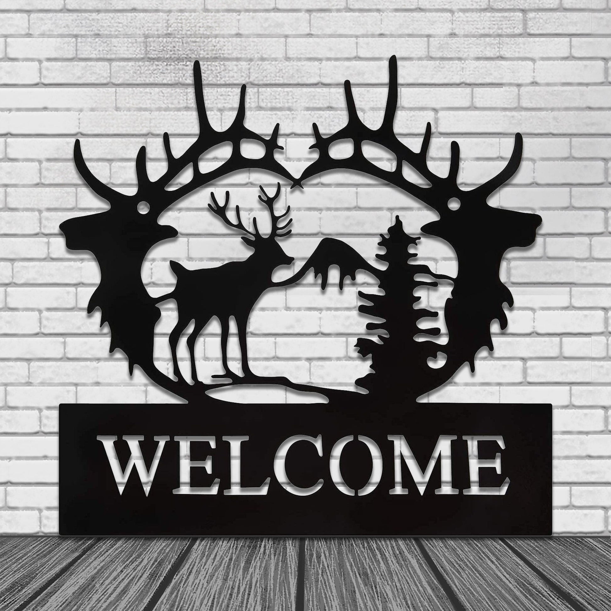 PersonalizedDeer Head Sign, custom Deer Antler Decor, Deer Hunter Gift, Christmas Gift For Him, Deer Name Metal Sign, Fathers Day Gift, LED sign