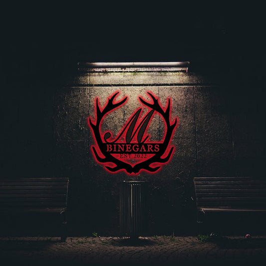 Personalized Last Name Sign, Custom Metal Name Sign, plit Letter Name Sign, Door Hanger, Outdoor Metal Sign, Wedding Gift, Monogram, LEDWall lamp