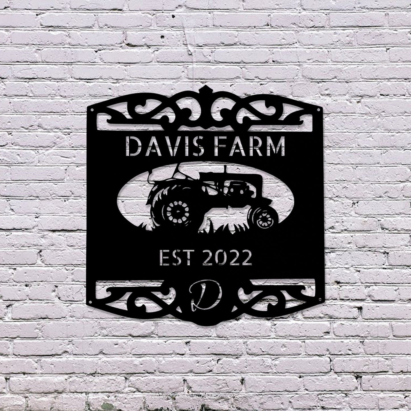 Custom Farmhouse Sign, Personalized Metal Sign Customized Outdoor, Farm Tractor Art Home Wall Decor, Outside Barn Ranch Welcome Entrance