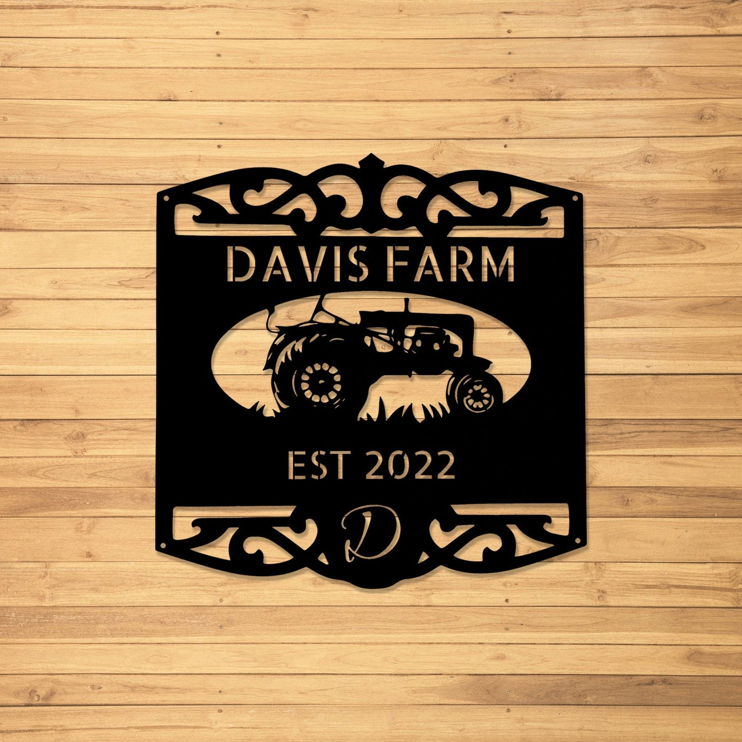 Custom Farmhouse Sign, Personalized Metal Sign Customized Outdoor, Farm Tractor Art Home Wall Decor, Outside Barn Ranch Welcome Entrance