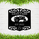 Custom Farmhouse Sign, Personalized Metal Sign Customized Outdoor, Farm Tractor Art Home Wall Decor, Outside Barn Ranch Welcome Entrance