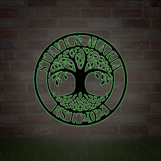 Personalized Tree of Life Wall Art, Custom FamilySign, Housewarming Gift, Anniversary Gift, Living RoomMetal Garden Decor, Outdoor Sign, LED Sign
