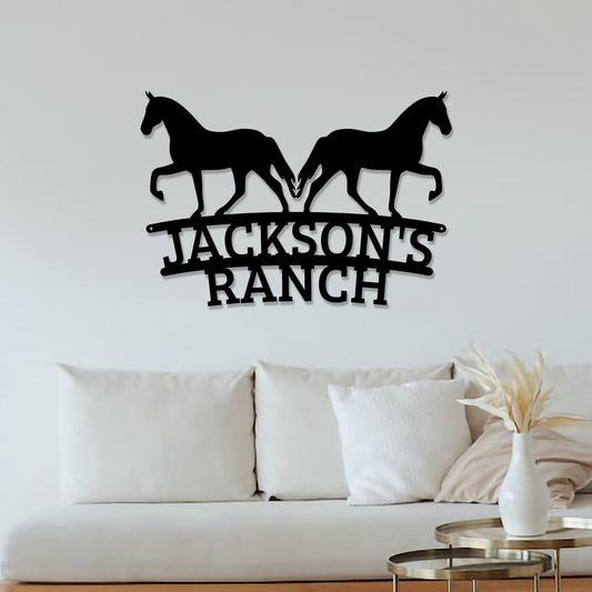Custom Horse Metal Ranch Sign,Horse Barn Sign,Farmhouse Decor,Outdoor Family Name Sign,Fence,Metal Sign,Custom Metal Ranch Sign,LED Sign
