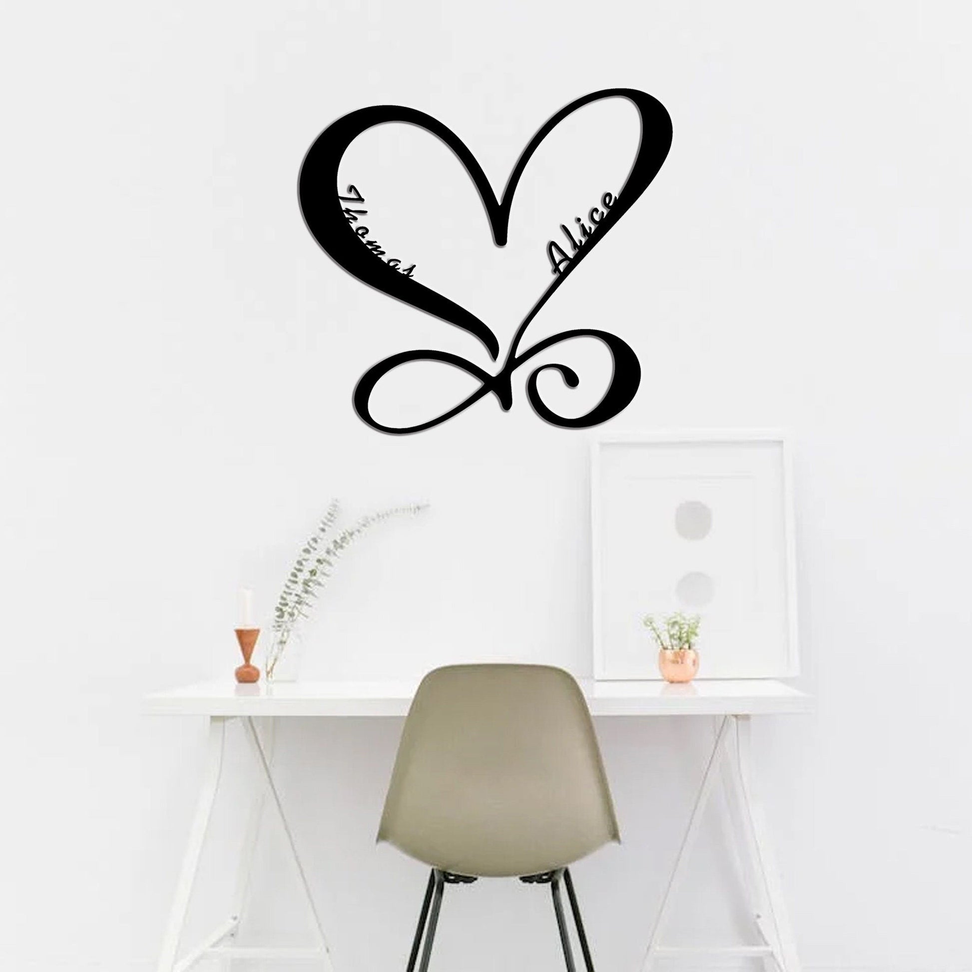 Personalized Love Wall Decor, Customized heart-shaped metal sign, family name metal sign, holiday anniversary gift, Heart Wall Art, LED sign