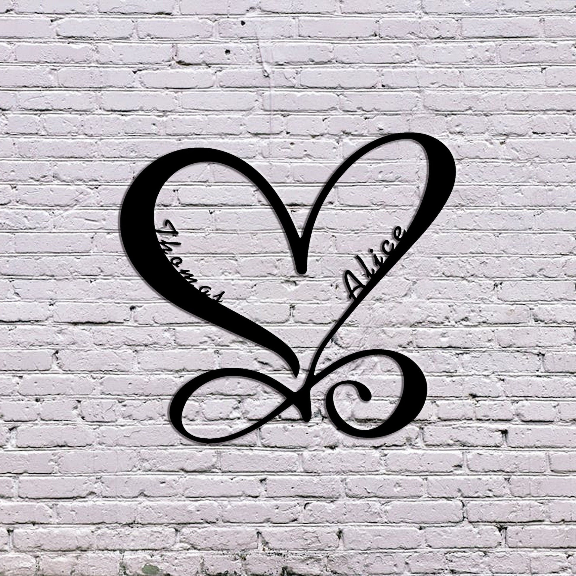 Personalized Love Wall Decor, Customized heart-shaped metal sign, family name metal sign, holiday anniversary gift, Heart Wall Art, LED sign