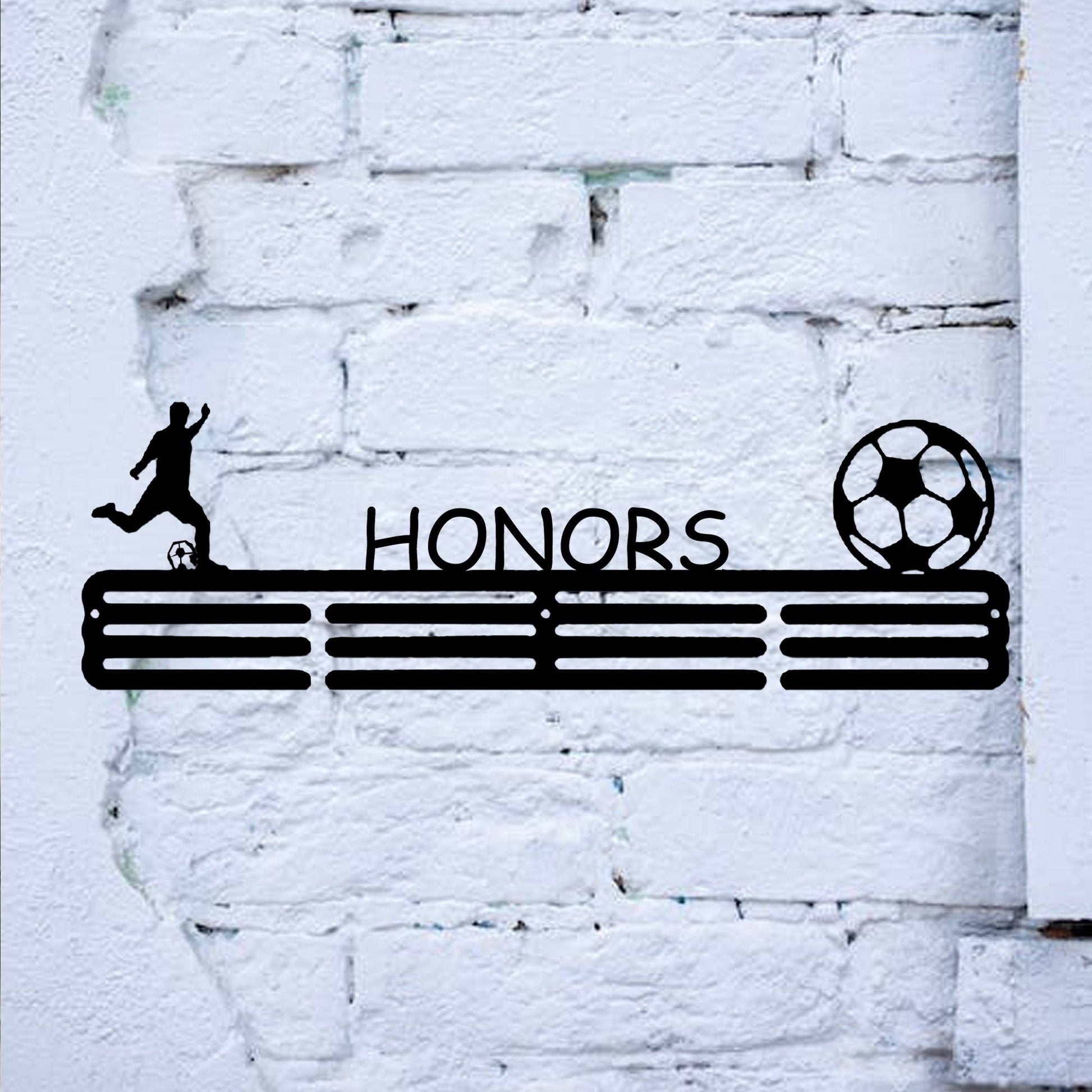 Custom soccer medal pendant, personalized custom name medal wall, metal hook for wall of honor, LED metal medal pendant, soccer gift