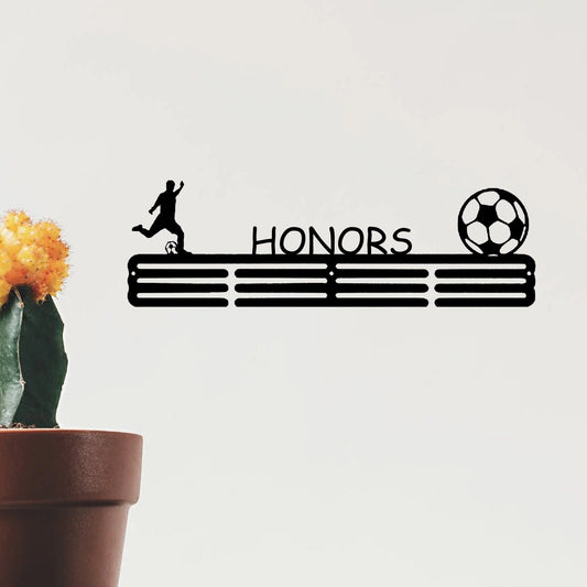 Custom soccer medal pendant, personalized custom name medal wall, metal hook for wall of honor, LED metal medal pendant, soccer gift