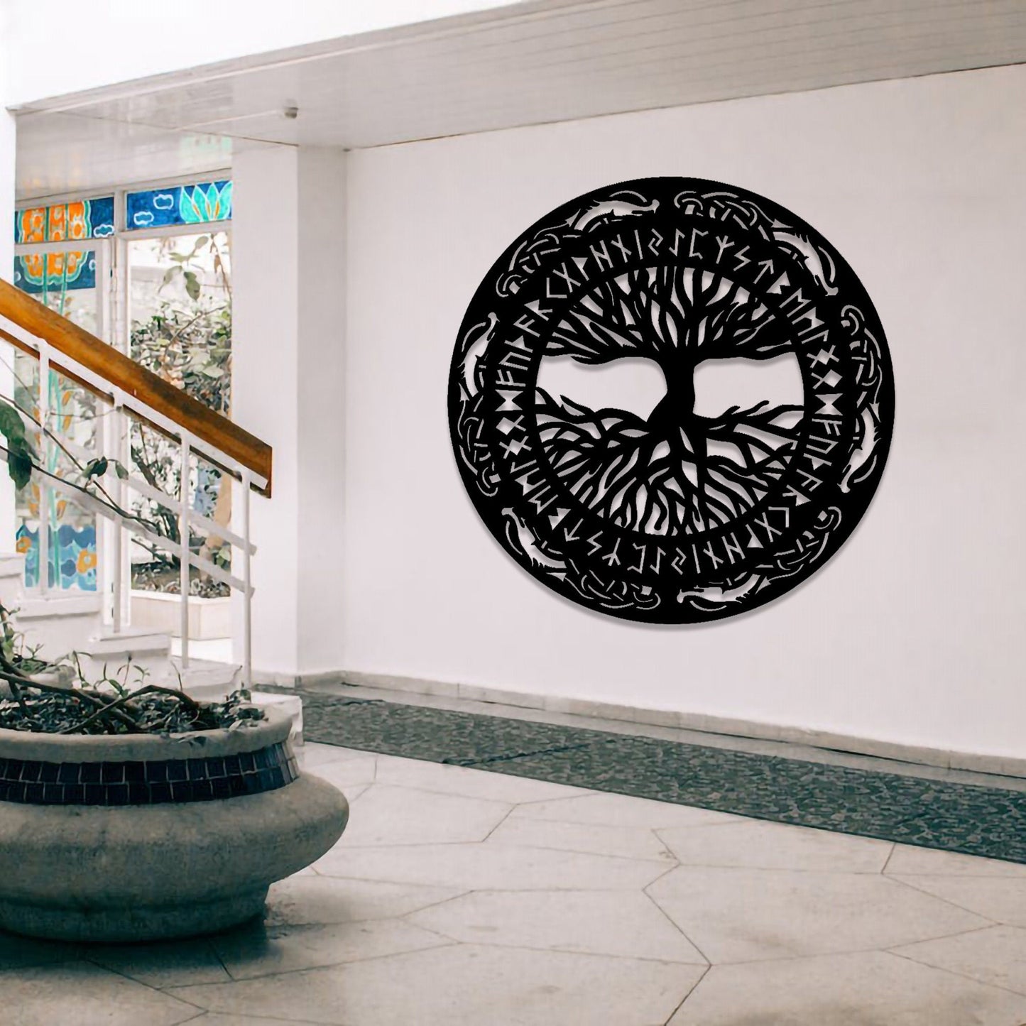 Viking decorations Viking metal wall art Scandinavian decorations black Scandinavian Viking rune amulet symbol for men home office room