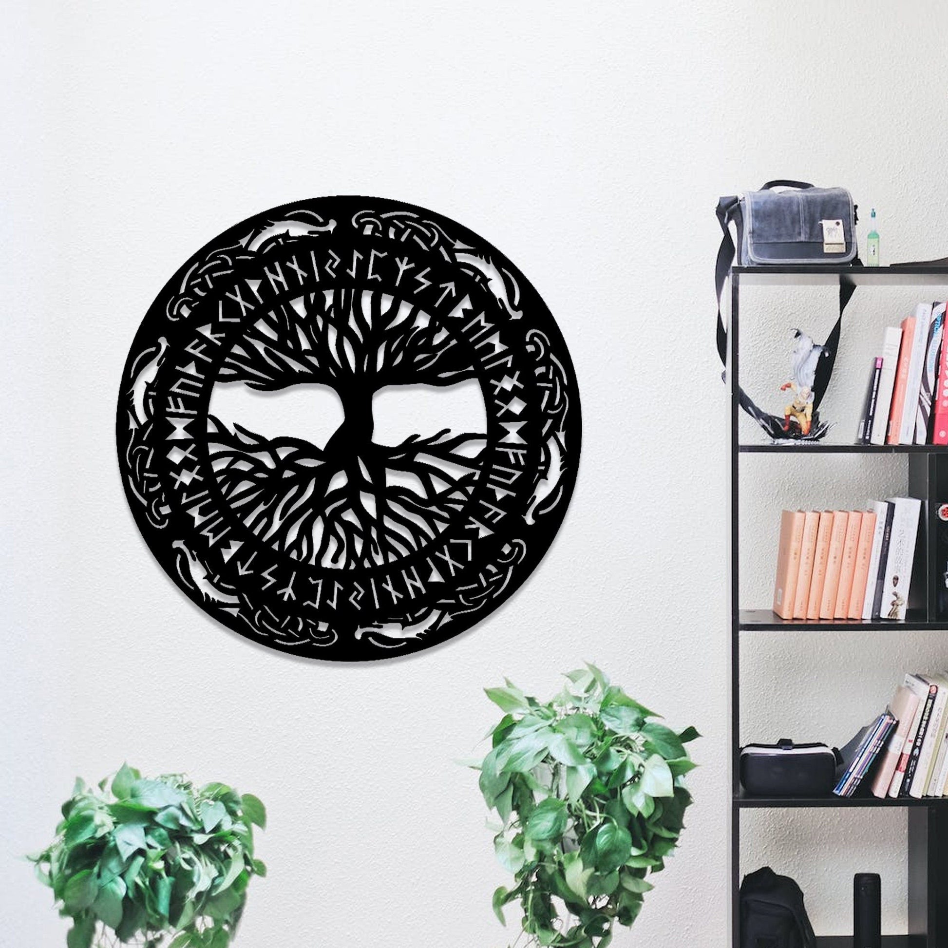 Viking decorations Viking metal wall art Scandinavian decorations black Scandinavian Viking rune amulet symbol for men home office room