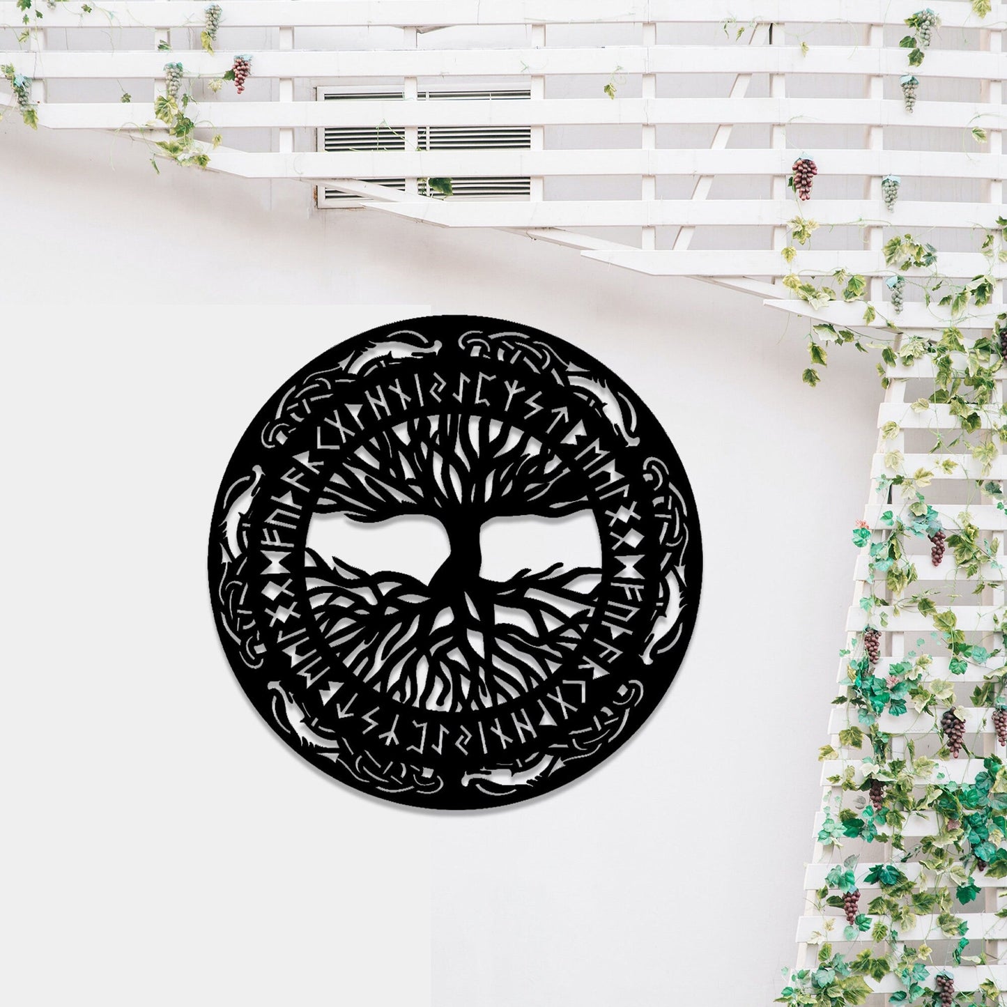 Viking decorations Viking metal wall art Scandinavian decorations black Scandinavian Viking rune amulet symbol for men home office room