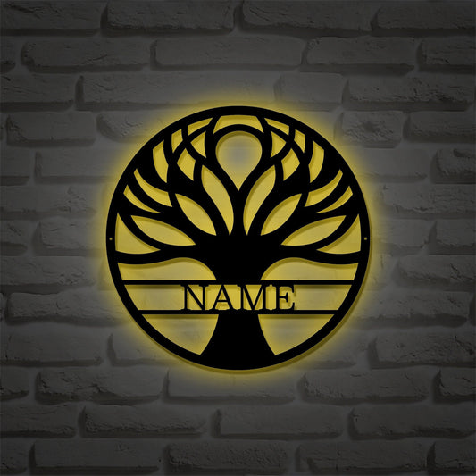 Tree Of Life Personalized Metal Sign/Indoor Outdoor Metal Wall Decor Sign/Custom Family Name Sign/Tree Monogram /Housewarming Gift/LED Sign