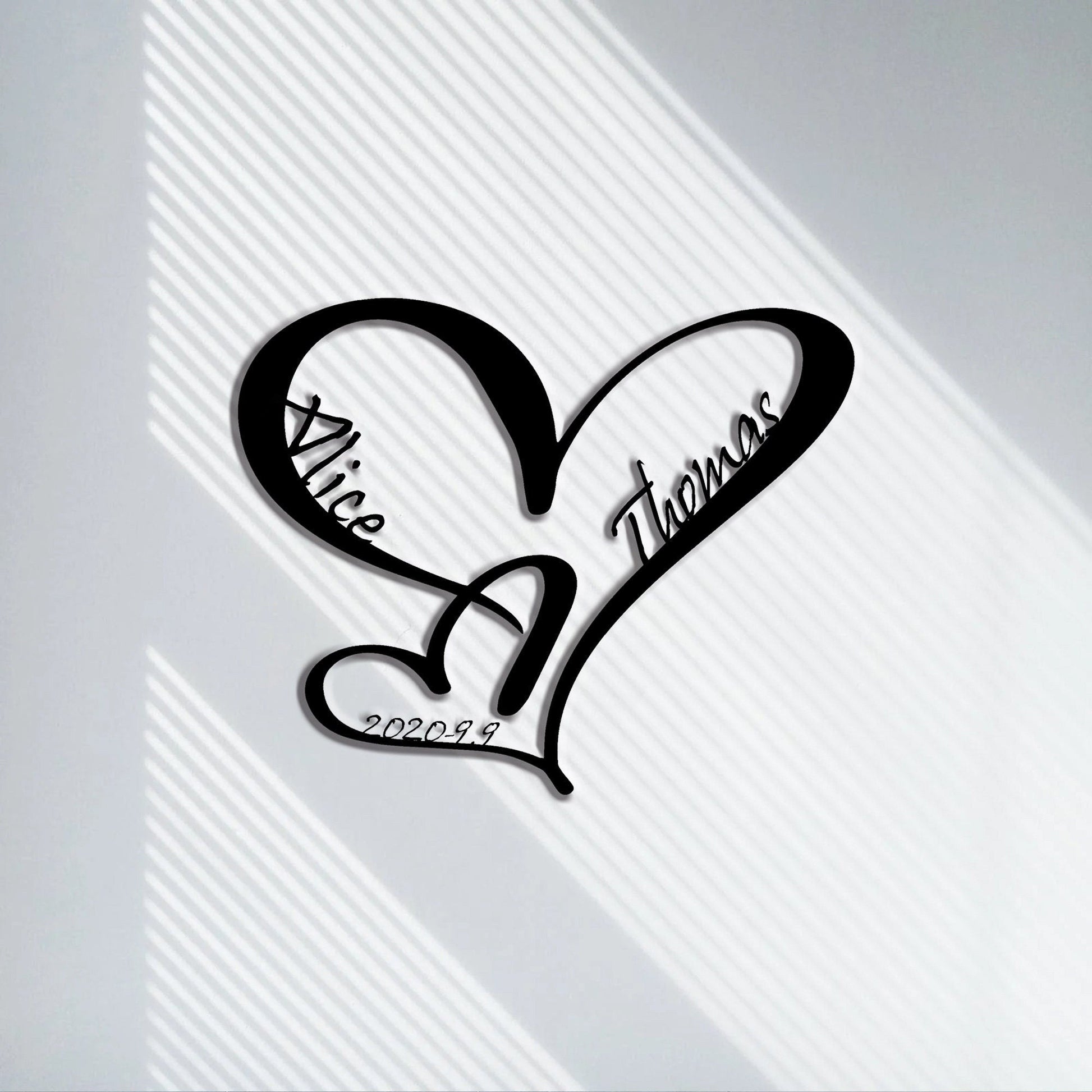 Custom infinite heart metal wall decor / personalized family name sign / steel art geometric wall decor / valentine's day gift / LED sign