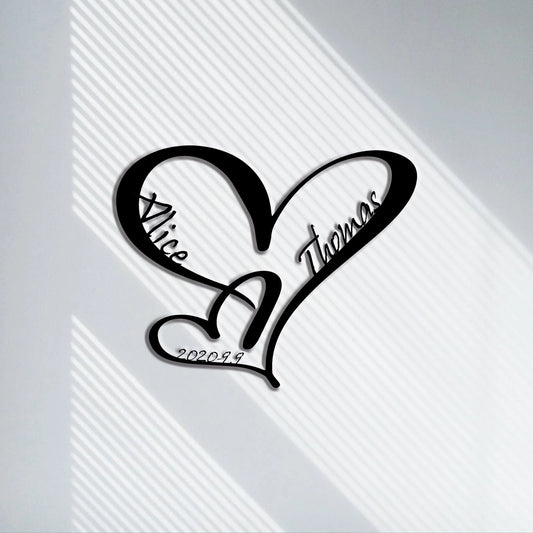 Custom infinite heart metal wall decor / personalized family name sign / steel art geometric wall decor / valentine's day gift / LED sign