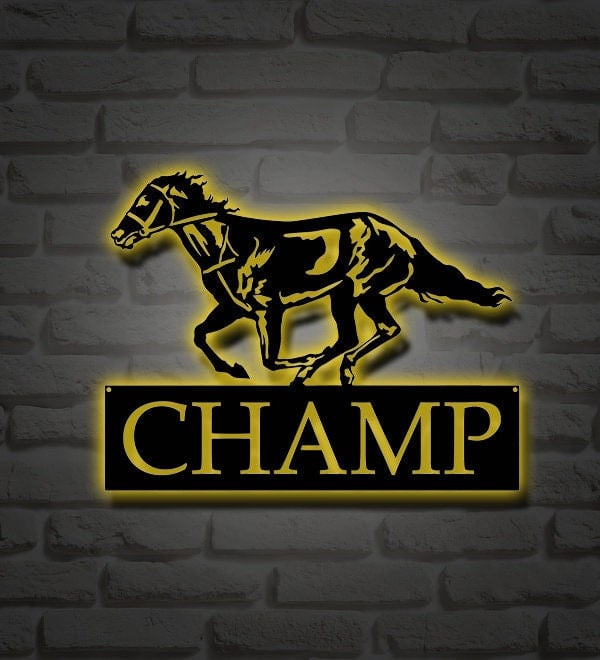 Personalized Horse Barn Sign,Custom Metal Stable Sign,Wall Hangings,Farmhouse Decor,Home Office Decor,Farmer's Gift,Dad's Gift,LED Wall Sign