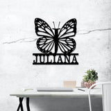 Butterfly Metal Wall Art, Butterfly Home Decor, Metal Living Room Decor,Outdoor Porch Decor,Customized Monograms Sign The Family Name Sign