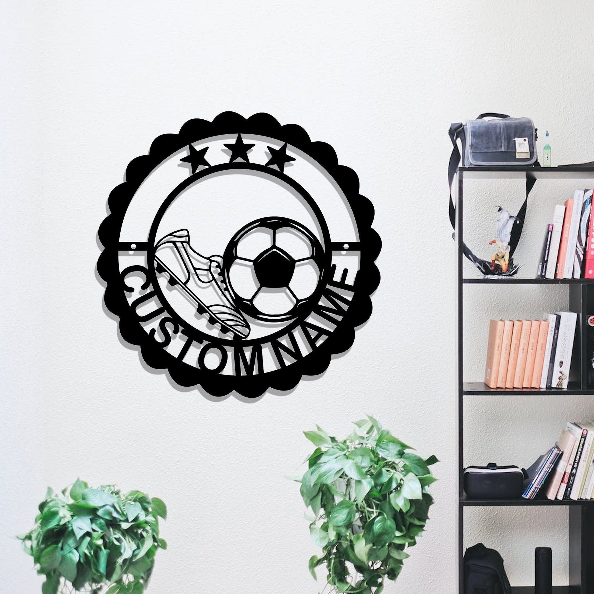 Personalized soccer LED metal art sign, light up soccer name metal sign, multi-color soccer art, metal soccer wall art, soccer fan gifts