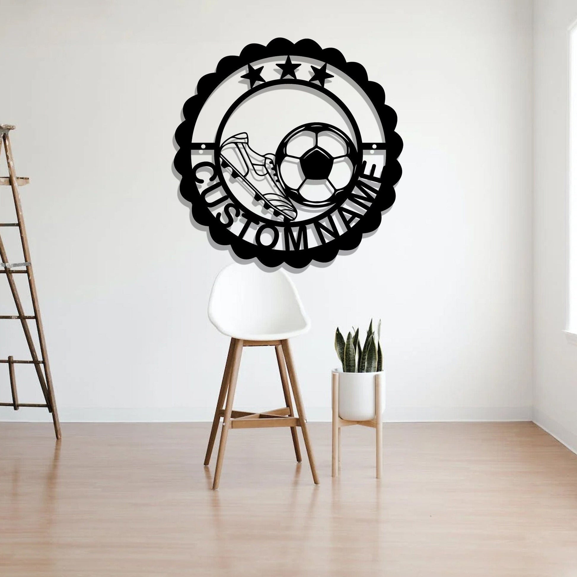 Personalized soccer LED metal art sign, light up soccer name metal sign, multi-color soccer art, metal soccer wall art, soccer fan gifts