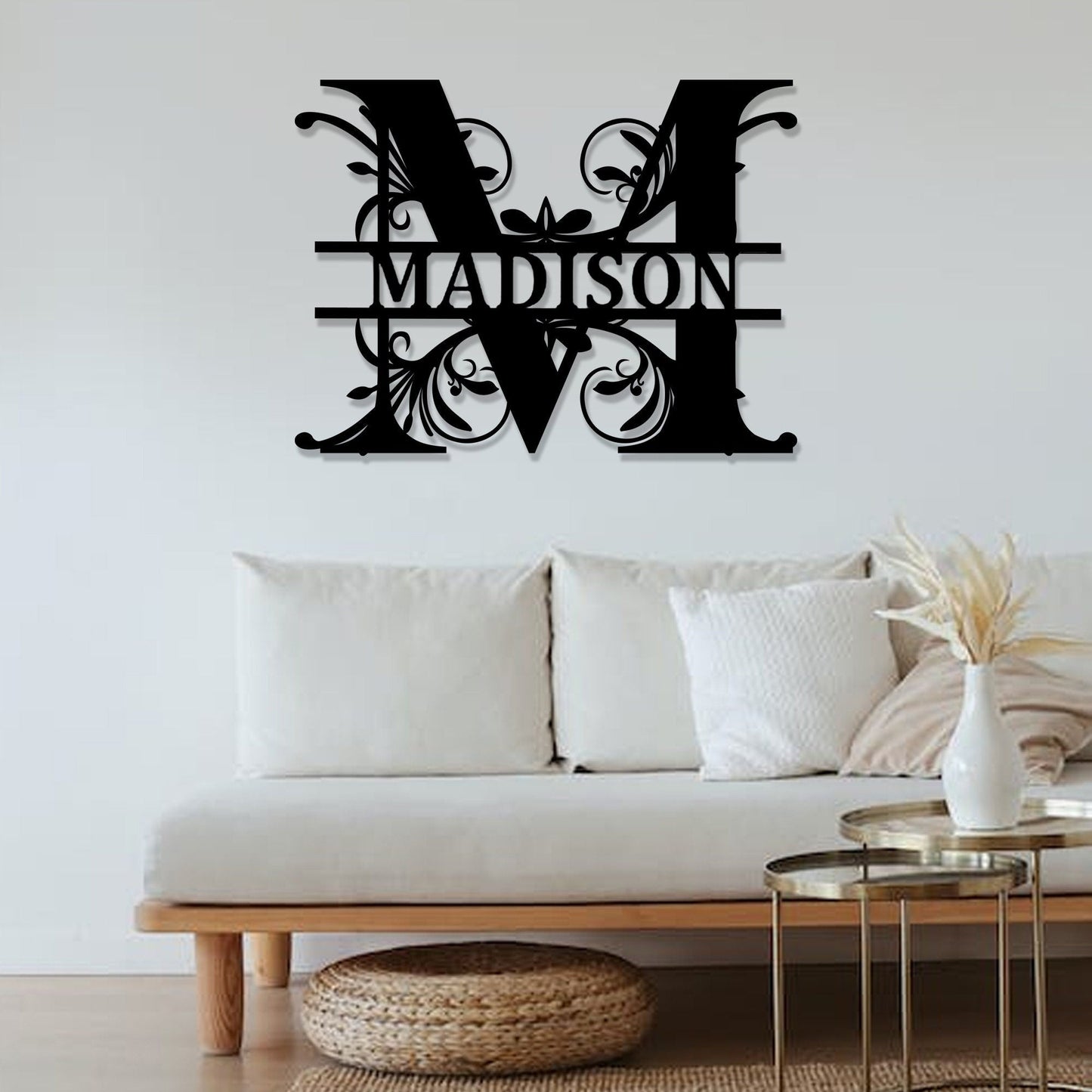 Custom Metal Name Sign-Split Letter Name Sign-Personalized Last Name Sign-Door Hanger-Outdoor Metal Sign-Wedding Gift-Monogram-LEDLightSign