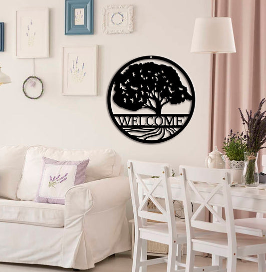 Tree of Life Wall Art Custom Family Tree Sign Couple's Gift Gift Anniversary Living Room Personalized Metal Garden Ornament Welcome Sign