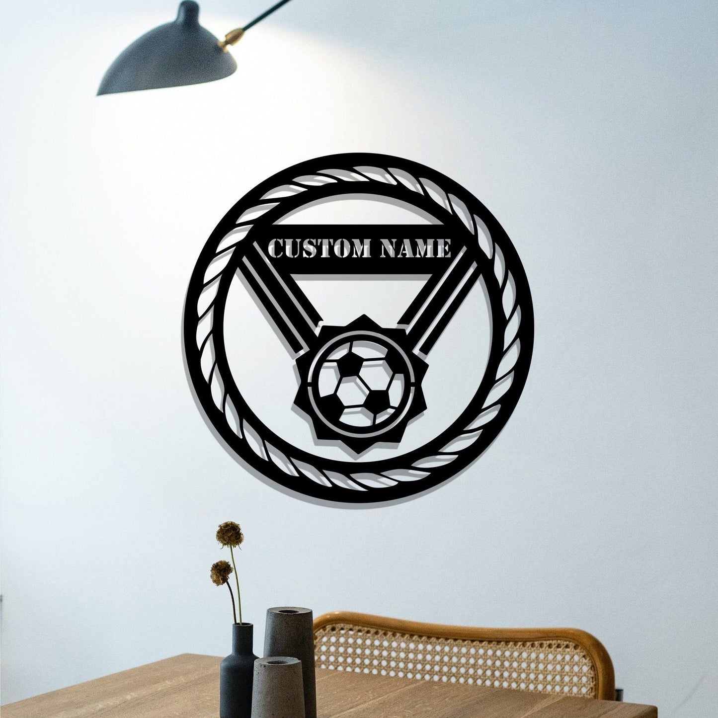 Personalized soccer metal wall art, custom soccer name metal signs, LED lighted soccer signs, soccer name signs, metal art,home decor
